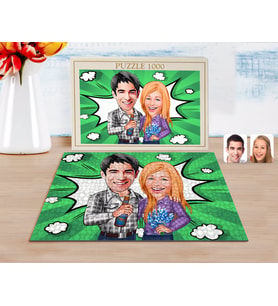 BK Gift Kişiye Özel Sevgililer Karikatürlü 1000 Parça Profesyonel Puzzle-50