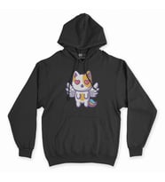Unicorn Kedi Siyah Kapşonlu Sweatshirt Hoddie