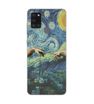 Samsung Galaxy A21S Uyumlu Sanatsal Vintage Desenli Şeffaf Telefon Kılıfı