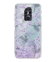 Xiaomi Redmi Note 9  Kamera Korumalı Kapak Floral Lila Tasarımlı Şeffaf  Kılıf