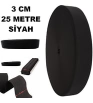 Lastik Sert Yumuşak Çamaşır Don Etek Bel Paça Bebe Lastiği Yassı Yumuşak 3 Cm Siyah 25 Mt