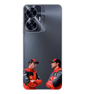 Realme C55 Uyumlu Carlos Sainz ve Charles Leclerc Formula 1 Desenli Şeffaf Kılıfı
