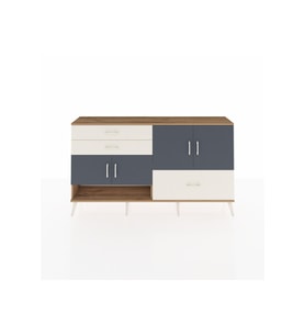 Arges Konsol 3 Raflı 3 Çekmeceli 4 Kapaklı 176x30x99 Çam-Antrasit/Aytaşı