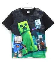 Minecraft Creeper 3d Baskılı Erkek Çocuk Kısa Kollu T-shirt 5 - 13 Yaş Siyah