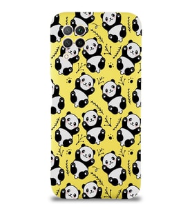 Huawei P 40 Lite Uyumlu Lansman Kılıf Panda Tasarımlı İçi Kadife Kapak-Sarı (Şeffaf)