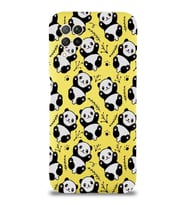 Huawei P 40 Lite Uyumlu Lansman Kılıf Panda Tasarımlı İçi Kadife Kapak-Sarı (Şeffaf)