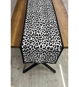 Şeritli Siyah Beyaz Leopar Runner 40 X 140