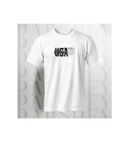 USA Yazı Baskılı Unisex Yarım Kollu Bisiklet Yaka %100 Pamuk Oversize T-shirt (Beyaz)