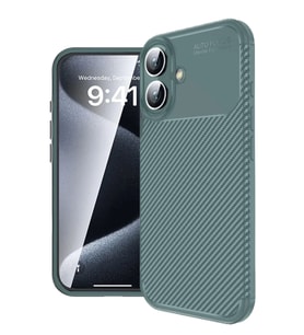 Newface Apple iPhone 16 Kılıf Auto Focus Karbon Kapak - Koyu Yeşil