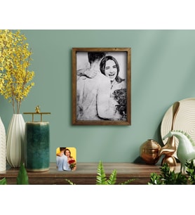 BK Home Sevgililer Karakalem Fotoğraflı Doğal Masif Ahşap Çerçeveli Tablo-1