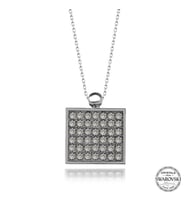 Crystal Taşlı Kare 925 Ayar Gümüş Kolye