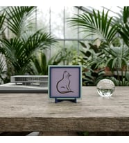 Çizgisel Kedi Motifli Dekoratif Süs, Yaşam Alanlarınız İçin Özgün ve Dengeli Bir Tasarım 10x10 cm