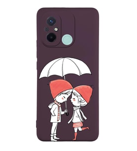 Xiaomi Redmi 12c Uyumlu Lansman Kılıf Aşk Tasarımlı İçi Kadife Kapak-Mürdüm (Şeffaf)