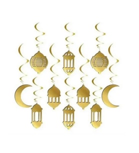 10'lu Sarkıt Süs 3D Altın Ramazan Süsleme Ev dekorason-