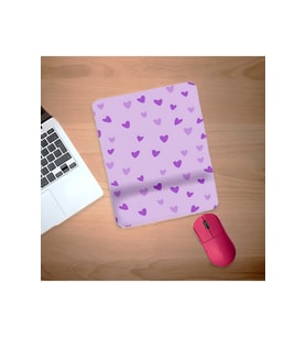 Minik Mor ve Lila Kalpler Bilek Destekli Mouse Pad