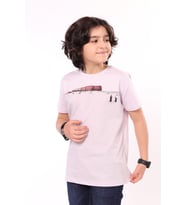 Toontoy Erkek Çocuk  Tren Baskılı Tişört (Açık Lila)