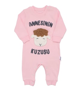 Kız Bebek Pembe Annesinin Kuzusu Yazılı Çıtçıtlı Tulum