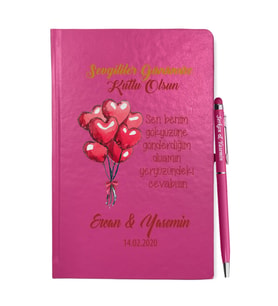 Sevgililer Gününe Özel Pembe Defter Kalem & Hediye Seti 28