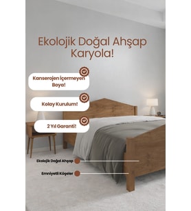 Mi̇lano Piramit Model Masif Ahşap Karyola Kolay Kurulum Fırınlanmış İthal Sibirya Çamı 150x200 Yatak Uyumlu