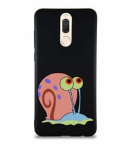 Huawei Mate 10 Lite Soft Premier Kapak Salyangoz Gary Tasarımlı Silikon Kılıf - Siyah (Şeffaf)