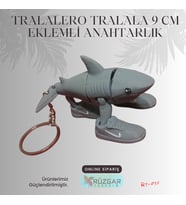 Tralalero Tralala Tung Tung Sahur Karakteri 9 Cm Eklemli Anahtarlık (Gri)