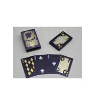 Kişiye Özel Altın Kurukafa Tasarımlı Siyah İskambil Oyun Kartı - 9x6cm