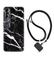 Tecno Spark 6 6 Go 8C 8 Pro 7 7 Pro Kılıf Boyun Askılı Silikon Siyah Şerit Mermer 1318