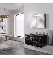 BELİNZA MARBLE BANYO DOLABI TAKIMI SİYAH 85 CM (Karışık)