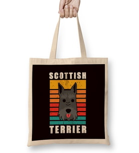 Retro Scottish Terrier Vintage Scottie Dog Breed Owner Puppy Bez Çanta Uzun Saplı