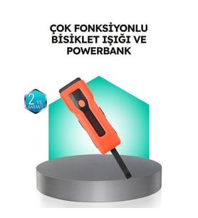 Mey İthalat® 5000 mAh Bataryalı Bisiklet Farı COB Çakar Çok Fonksiyonlu