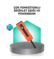 Mey İthalat® 5000 mAh Bataryalı Bisiklet Farı COB Çakar Çok Fonksiyonlu