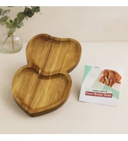 Akasya Kalpli 2 Bölmeli Ahşap Servis Tepsisi 25x14x1.4 cm
