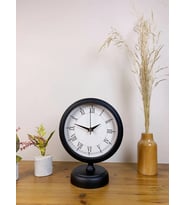 Pilelistore  Siyah Metal Retro Masa Saati 25×20 cm