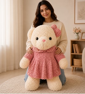 Özel Seri Premium Gül Peluş Desenli Lüks Sevimli Peluş Ayıcık 80 cm