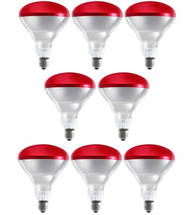 (8 Adet) 250W Kızılötesi Isıtıcılı Fizik Tedavi Lambası (Kırmızı Işık) E27 (Kalın Duy)
