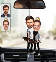 Kişiye Özel Fotoğraflı En Güzel Çift 3 Tasarımlı Karikatür Araba Dikiz Ayna Süsü