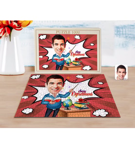 BK Gift Kişiye Özel Erkek Sınıf Öğretmeni Karikatürlü 1000 Parça Profesyonel Puzzle-1