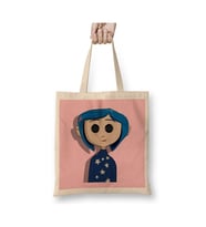 Coraline Jones Bez Çanta Uzun Saplı Alışveriş Çantası Plaj Çantası (Beyaz)