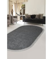Dijidekor Halı Antrasit Cool K1290 Saçaklı Oval Kesme İnce Yolluk Kilim Salon Halısı Modelleri