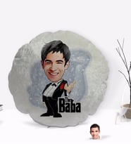 BK Gift Kişiye Özel Baba Godfather Karikatürlü Yuvarlak Dekoratif Kırlent Yastık-1