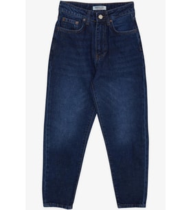 Breeze Kız Çocuk Jean Pantolon Cepli Düğmeli 9-14 Yaş, Koyu Mavi