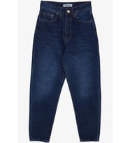 Breeze Kız Çocuk Jean Pantolon Cepli Düğmeli 9-14 Yaş, Koyu Mavi
