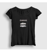 Presmono Kadın Siyah Logo Swans Rock Band T-Shirt 448412tt