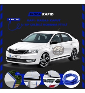 Skoda Rapid Oto Araç Kapı Koruma Fitili 5metre Parlak Mavi Renk