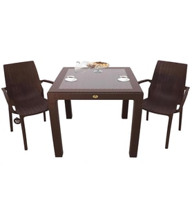 Mandella Elit Rattan 90x90 2 Kişilik Nirvana Koltuk Camlı Masa Takımı Kahverengi