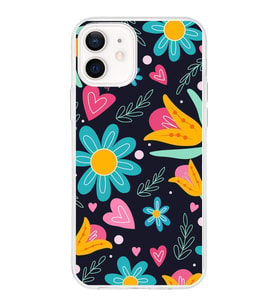 PrintiFy Apple  iPhone 12 ile Uyumlu 1mm Slim Fit Retro Renkler 1 Baskılı Şeffaf  Kılıf