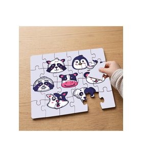 Sevimli Hayvan Yüzleri Tasarımlı 24 Parça Ahşap Çocuk Puzzle