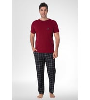 Mecit 2906 Bordo Ekoseli Erkek Büyük Beden Pijama Takımı