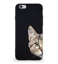 Apple iPhone 6S Soft Premier Kapak Catface Tasarımlı Silikon Kılıf - Siyah (Şeffaf)