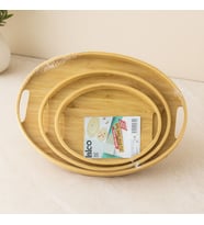 Oval Bambu Ahşap Tepsi Seti 3'lü (20x29, 26x36, 31x45 cm)